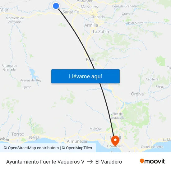 Ayuntamiento Fuente Vaqueros V to El Varadero map