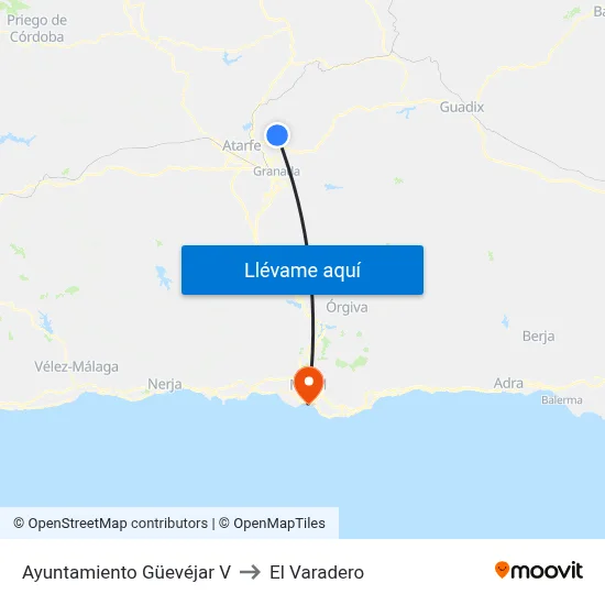 Ayuntamiento Güevéjar V to El Varadero map