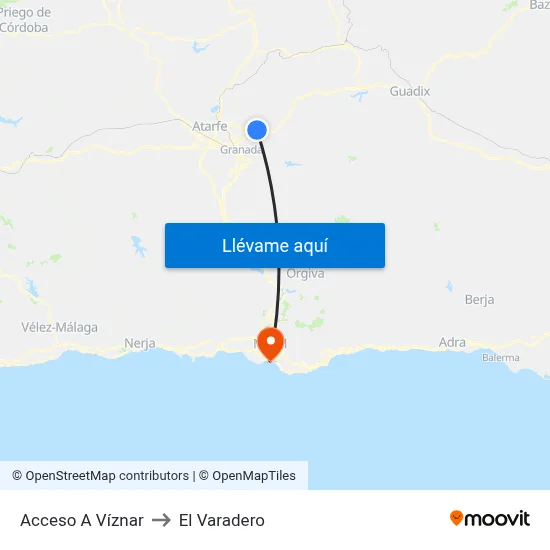 Acceso A Víznar to El Varadero map