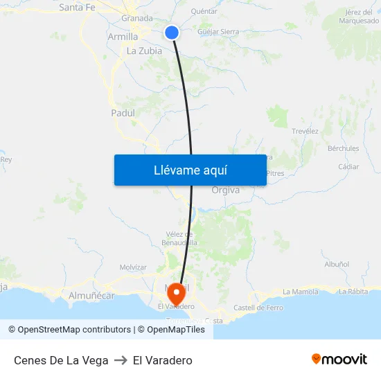Cenes De La Vega to El Varadero map