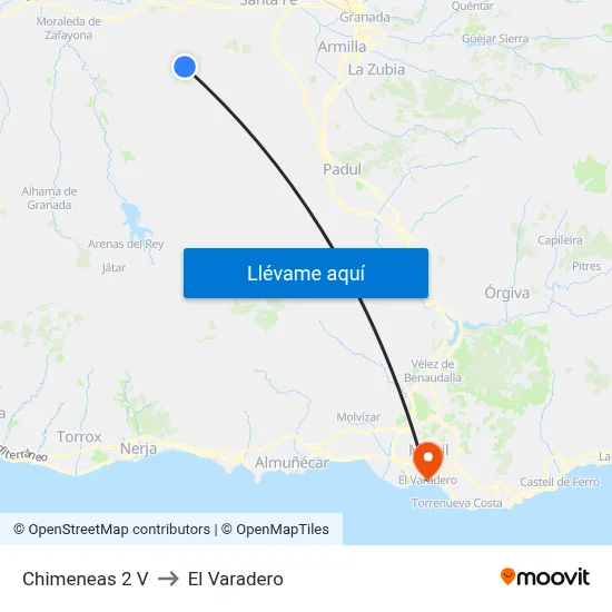 Chimeneas 2 V to El Varadero map