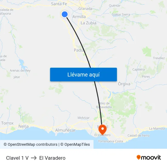 Clavel 1 V to El Varadero map