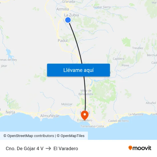 Cno. De Gójar 4 V to El Varadero map