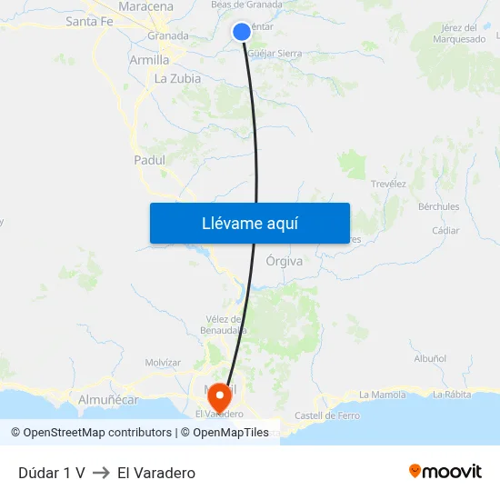 Dúdar 1 V to El Varadero map