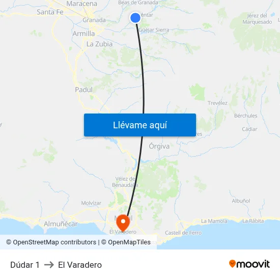 Dúdar 1 to El Varadero map