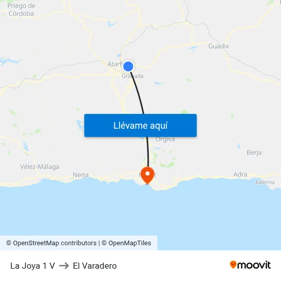 La Joya 1 V to El Varadero map