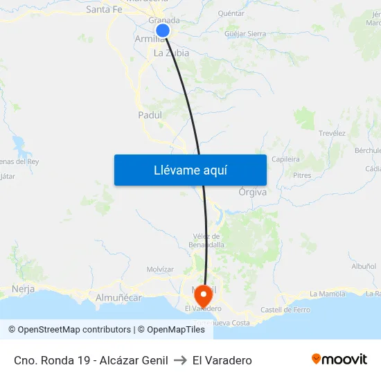 Cno. Ronda 19 - Alcázar Genil to El Varadero map