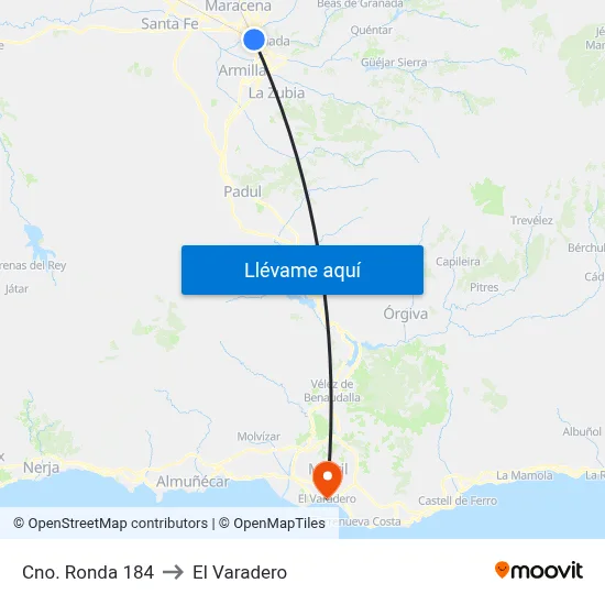 Cno. Ronda 184 to El Varadero map
