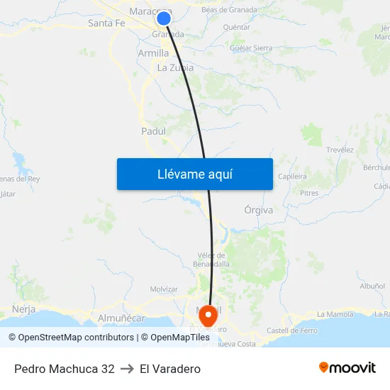 Pedro Machuca 32 to El Varadero map