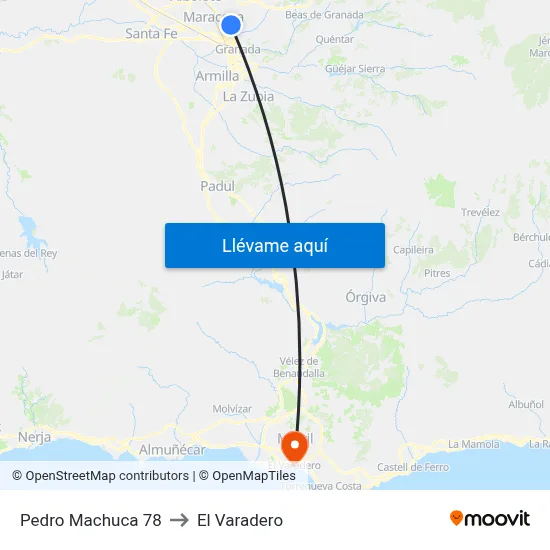 Pedro Machuca 78 to El Varadero map