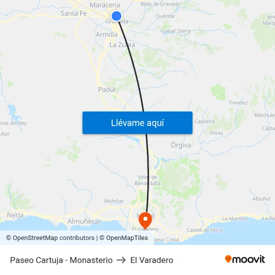 Paseo Cartuja - Monasterio to El Varadero map