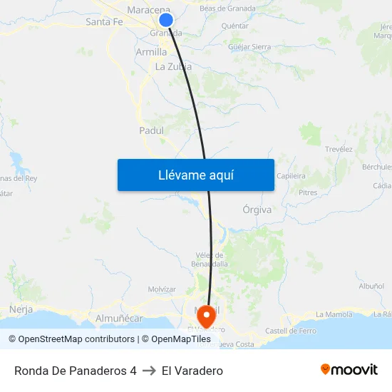 Ronda De Panaderos 4 to El Varadero map