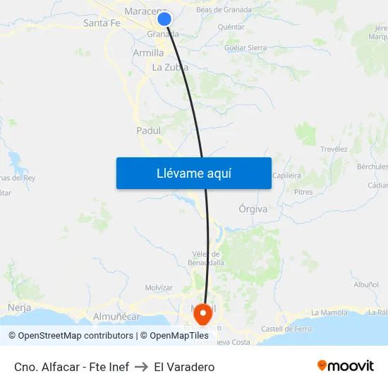 Cno. Alfacar - Fte Inef to El Varadero map