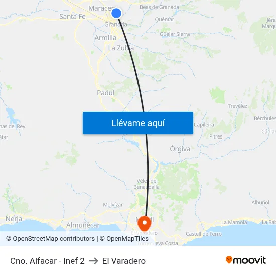 Cno. Alfacar - Inef 2 to El Varadero map