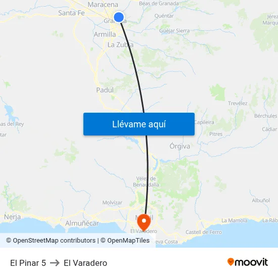 El Pinar 5 to El Varadero map