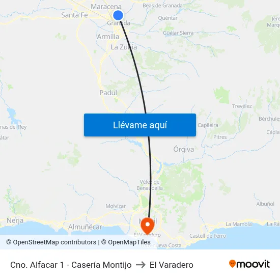 Cno. Alfacar 1 - Casería Montijo to El Varadero map
