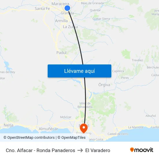 Cno. Alfacar - Ronda Panaderos to El Varadero map