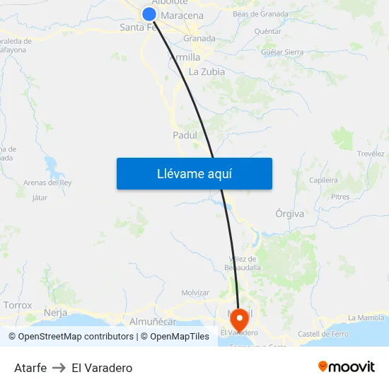 Atarfe to El Varadero map