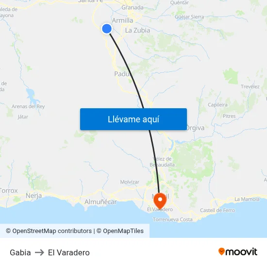 Gabia to El Varadero map