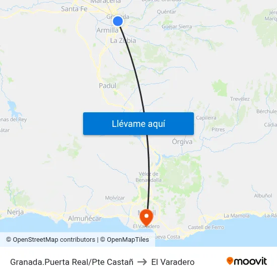 Granada.Puerta Real/Pte Castañ to El Varadero map