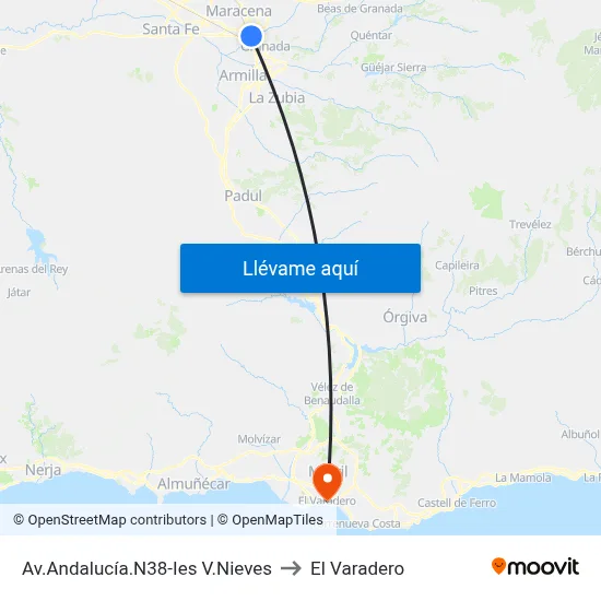 Av.Andalucía.N38-Ies V.Nieves to El Varadero map