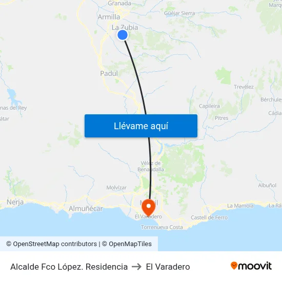 Alcalde Fco López. Residencia to El Varadero map