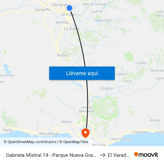 Gabriela Mistral 14 - Parque Nueva Granada to El Varadero map