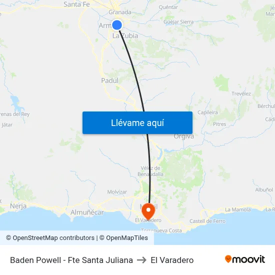 Baden Powell - Fte Santa Juliana to El Varadero map