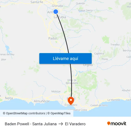 Baden Powell - Santa Juliana to El Varadero map
