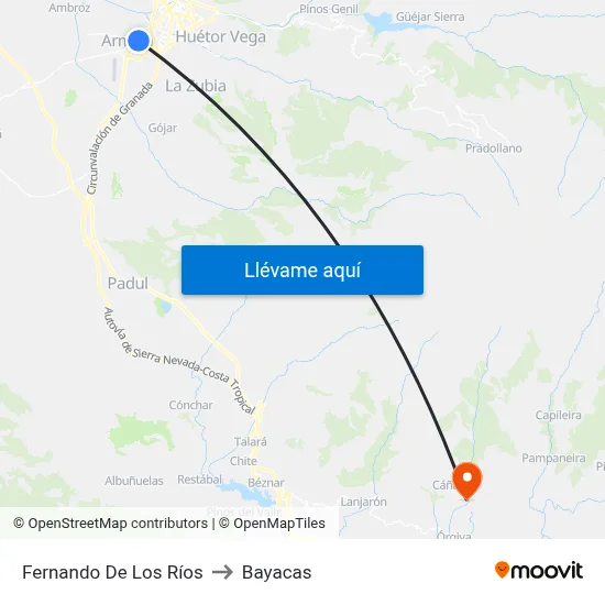 Fernando De Los Ríos to Bayacas map