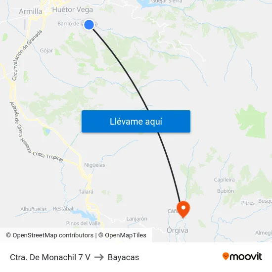 Ctra. De Monachil 7 V to Bayacas map