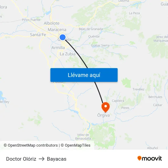 Doctor Olóriz to Bayacas map
