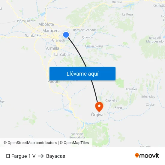 El Fargue 1 V to Bayacas map