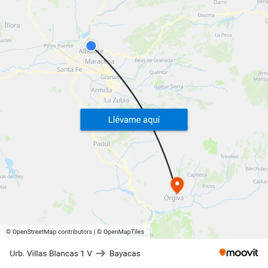 Urb. Villas Blancas 1 V to Bayacas map