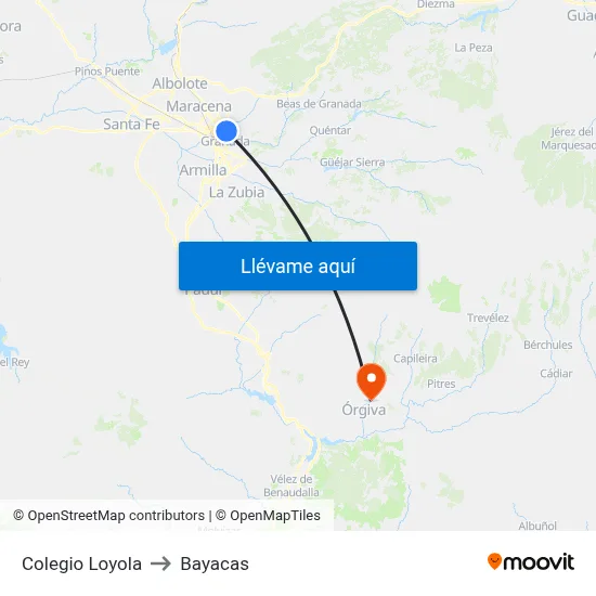 Colegio Loyola to Bayacas map