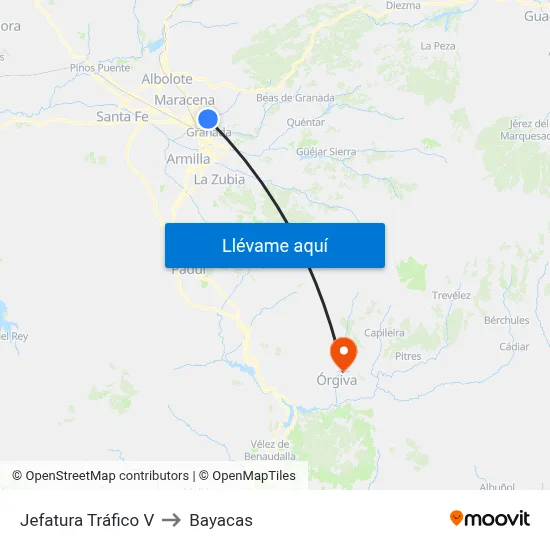 Jefatura Tráfico V to Bayacas map