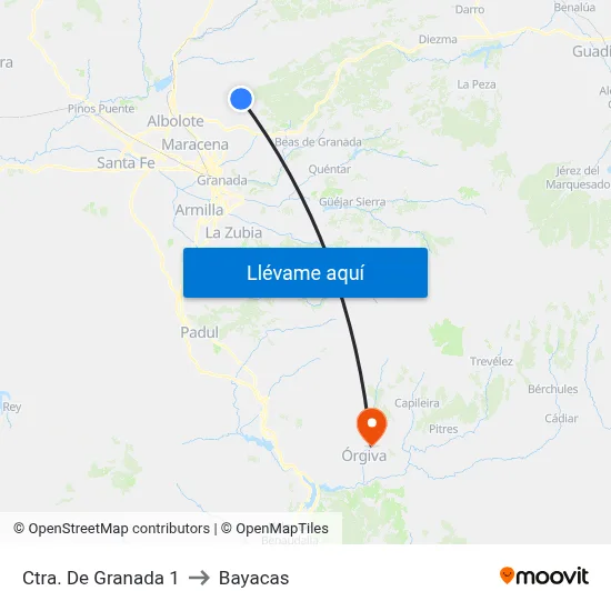 Ctra. De Granada 1 to Bayacas map