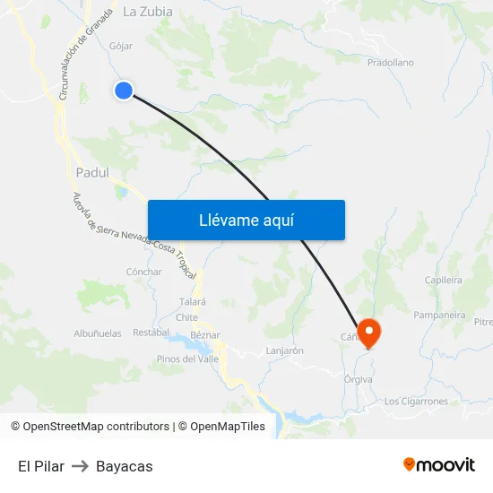 El Pilar to Bayacas map