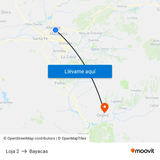 Loja 2 to Bayacas map
