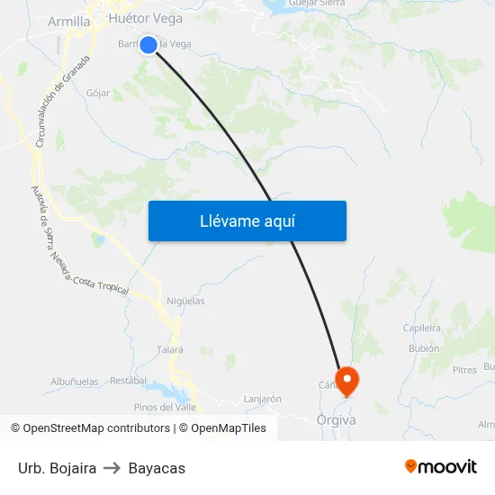 Urb. Bojaira to Bayacas map