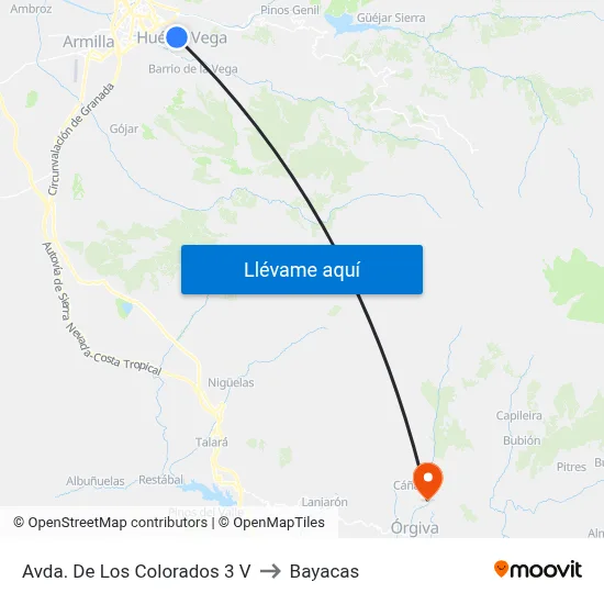 Avda. De Los Colorados 3 V to Bayacas map