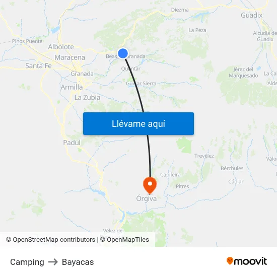 Camping to Bayacas map