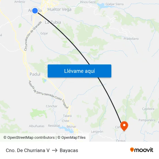 Cno. De Churriana V to Bayacas map