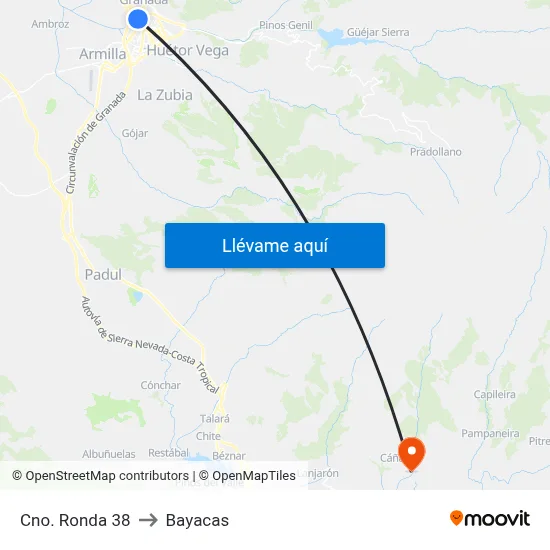 Cno. Ronda 38 to Bayacas map