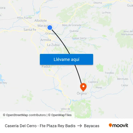 Casería Del Cerro - Fte Plaza Rey Badis to Bayacas map