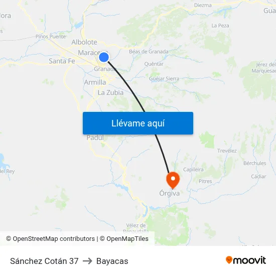 Sánchez Cotán 37 to Bayacas map
