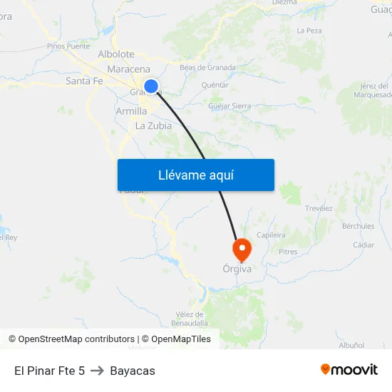 El Pinar Fte 5 to Bayacas map