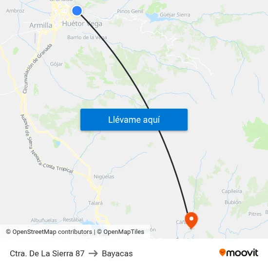 Ctra. De La Sierra 87 to Bayacas map