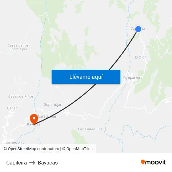 Capileira to Bayacas map