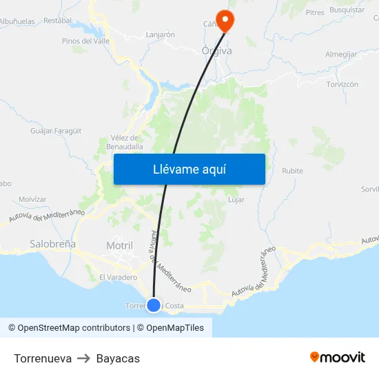Torrenueva to Bayacas map